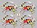 Maryland flag blue crab decal set of 4 size 3