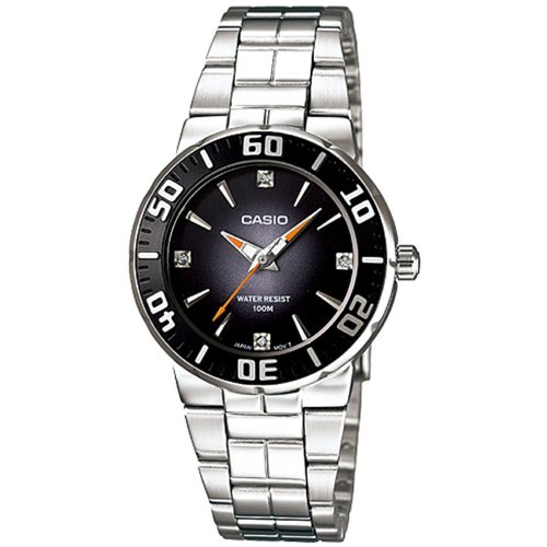 Casio Ladies Analog Watch Ltd 2000d 1avdf Diver Look Design Rhinestone