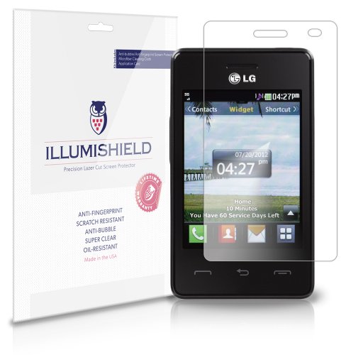 iLLumiShield - LG 840G Crystal Clear Screen Protectors with Anti-Bubble/Anti-Fingerprint - 3-Pack + Lifetime Replacements