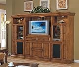 St. George Plasma Pop Up Oak Entertainment Center w Motorized TV Lift LCD