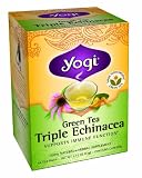 Yogi Green Tea Triple Echinacea, Herbal Tea Supplement, 16-Count Tea Bags (Pack of 6)