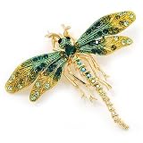 Swarovski Crystal Dragonfly Brooch (Gold Plated Metal)