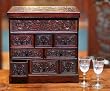 Cedar and leather chest of drawers, 'Colonial Lace'