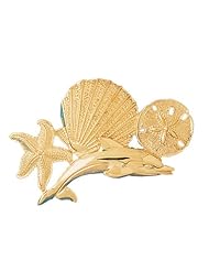 CleverEves 14K Gold Pendant Dolphins, Starfish, Shell and Sand Dollar 22.3 - Gram(s)