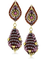 Miguel Ases Swarovski and Rubellite Beaded Ball Drop Earrings