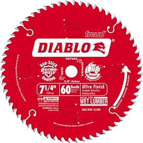 Freud D0760X Diablo Ultra Finish Saw Blade ATB 7-1/4-Inch by 60t 5/8-Inch Arbor