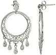 14k White Gold 1 1/4 in. (31mm) tall Chandelier Earrings, w/ 0.16 Carat Brilliant Cut Diamonds