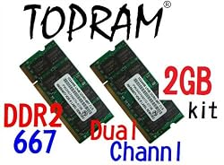 2GB (1GBx2) DDR2 667MHz PC2-5300 Dual Channel SODIMM Memory Kit by TOPRAM