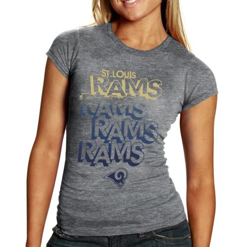 St. Louis Rams Ladies Hitch & Go Tri-Blend Heathered T-Shirt - Charcoal (Small)