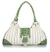 Bebe Inspired Stripe Stitched Satchel (Dark Brown, Red, White Colors)
