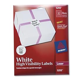 Avery 5293 Round specialty laser printer labels, 1-2 3 diameter, white, 600 pack by Avery