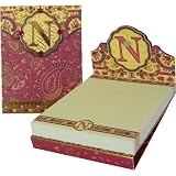 N Monogram Punch Studio Paisley 75-Page mini notepad - magnetic closure jewel on tab