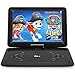 DR. J 16.8" Portable DVD Player with 14.1? Large HD Screen, 7 Hours Rechargeable Battery, Support USB/SD Card/Sync TV and Multiple Disc Formats, High Volume Speaker, Black