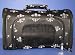 Designer Dog Carrier - Luggage Style Fleur de Lis Pet Carrier - Black - Medium