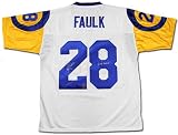 Marshall Faulk Signed Autographed St. Louis Rams Throwback White Custom Jersey Inscribed HOF 20XI
