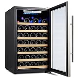Kalamera 50 Bottle Freestanding Stainless Steel Door Compressor Wine Cooler Refrigerator with 7 Removable Wooden Shelves Electronic Controls