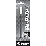 Pilot Dr. Grip 4+1 Multi-Function Ballpoint Ink Refills, Fine Point, Pack of 2, Black (77151)