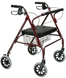 Go-Lite Oversized Steel Rollator, Color: Red (400 lb. Weight Capacity)