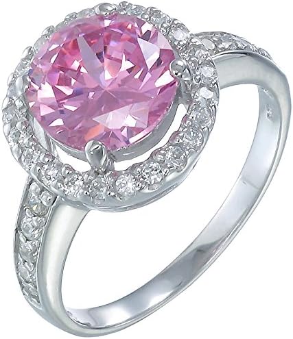 Vir Jewels Sterling Silver Pink and White CZ Ring In Size 9
