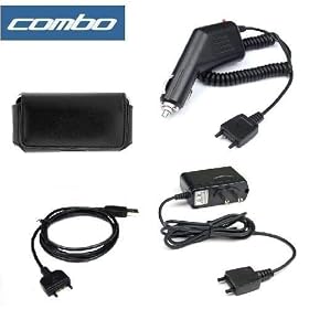 Black Horizontal Pouch Leather Carrying Case with Belt Clip + Rapid Car Charger + Home Travel Charger + USB Data Cable for AT&T Sony Ericsson W760 W760a Cell Phone