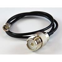 Icom Handheld to PL259 Cable- SMA male plug to UHF female Coaxial Jumper connects to UHF Mobile and Base Antennas - 4 ft of US MADE 195 Alpha Coax SO-239 to SMA