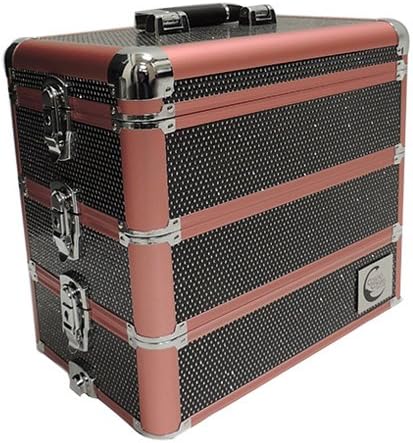 3 in 1 Makeup Artist Cosmetic Train Case w/ Stackable Trays - Black Bling