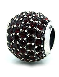.925 Sterling Silver " Garnet " Cubic Zirconia Round for Pandora Troll Chamilia Kays Chram Bracelet Choose
