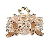 SODIAL(R) Hair Clamp Claw Clip Metal Crystal Glass Coffee Women Hot 35x65mm
