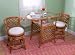 3pc Rattan Cane Honeymoon Dining Table &amp; 2 Swivel Chairs Set