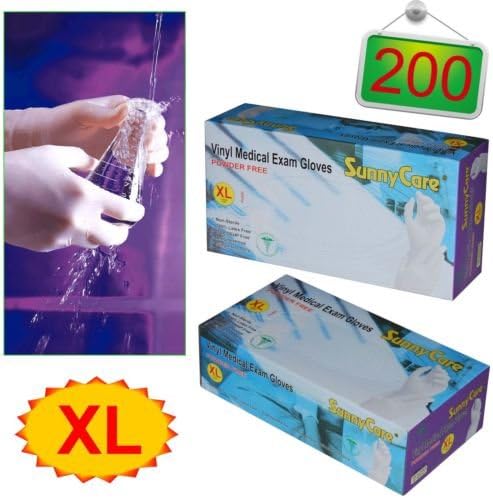 200pcs Vinyl Medical Exam Gloves Powder Free (Latex Nitrile Free) X-Large
