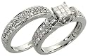 14k White Gold 2-Piece Wedding Ring Set, w/ 1.00 Carat Baguette, Brilliant Cut & Invisible-set Diamonds