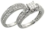 Search : 14k White Gold 2-Piece Wedding Ring Set, w/ 1.00 Carat Baguette, Brilliant Cut & Invisible-set Diamonds