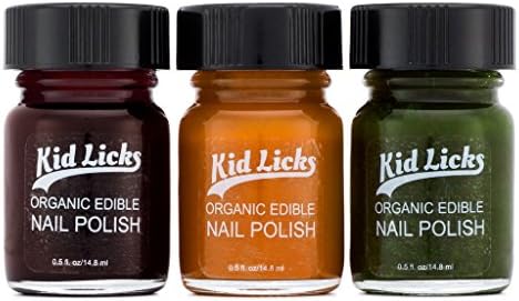 Kid Licks Washable Non-Toxic Girls Nail Polish Set, Organic, Vegan, non-GMO, Cruelty Free (Set of 3)