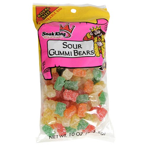 Snak King Sour Gummi Bears, 10-Ounce Bags (Pack of 24) by Snak King