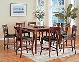 Dark Cherry Counter Height Table with 8 Barstools 9pc Dining Table Set & Lazy Susan