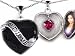 Original Star K(tm) True Love Black Enamel Locket With 7mm Heart Created Ruby Surprise in .925 Sterling Silver