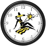 Product details for Abstract Yellow & Black Woman in Bathing Lying in Sun - Beach Scene Wall Clock by WatchBuddy Timepieces (Black Frame)