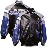 MLB L.A. Dodgers Black Pleather Varsity Full Zip Jacket - (XXX-Large)