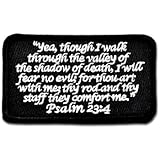Tactical Combat Badge Morale Hook and Loop Patch / Hook Back Military Patches Designed by BASTION - PSALM 23:4 Black and White