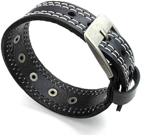 Purplebox Mens Adjustable Leather Bracelet Punk Cuff Bangle