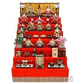秀光オリジナル限定品 雛人形衣装着十五人七段飾りセット サイズ以上の豪華なお衣裳に、優しい表情の本頭十五人を並べた七段飾り一式