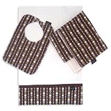 Chocolate Bliss Bib, Burp Cloth and Cuddle Blanket Set
