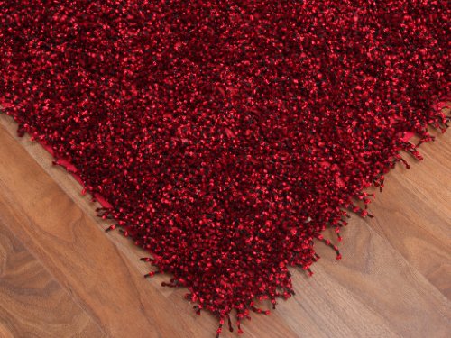 French Elegance Shag Rug 6x9 - Crimson Red, Thick Shag Pile, Hand Tufted