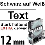 LC-4WBW9, Schwarz auf Weiss, 12 mm, Beschriftungsband für Epson, Schriftband LabelWorks-Band LC4WBW9, 12mm breit