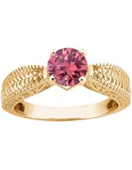 0.90 Ct Round Pink VS2/SI1 Diamond 14K Yellow Gold Ring