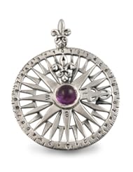 Compass Pendant in Amethyst and Sterling Silver