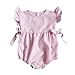 Baby Boys Girls Sunsuit Ruffled Rompers Striped Clothing Jumpsuit Rompers (Age:3-9M, hot pink)