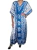 Womens Kaftans Blue White Elephant Printed Maxi Dress Beach Wear Caftan Holiday Gift