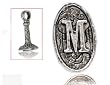 Beaucoup Designs Silver Over Pewter "Wax Seal" Fob Initial Charm M - MADE IN USA