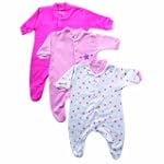 Luvable Friends 3-Pack Terry Sleep N Play With Snap Front, Pink 6-9 Months $8.99